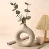 Vaso de Cerâmica Circular Irregular Estilo Wabi-Sabi Beihanmei Ornamento para Sala de Estar Decoração de Casa Artesanato Criativo