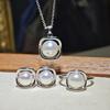 Pendientes de Aguja de Plata S925 con Perla de Agua Dulce de Luz Fuerte, Colgante, Anillo, Juego de Tres Piezas, Joyería Gone and Fine, Juego de Perlas