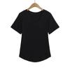 Playera Sexy de Verano Delgada Estilo Puro Deseo con Cuello en V Versátil de Manga Corta para Mujer, Top de Verano de Color Sólido Holgado con Dobladillo Curvo