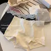 Pantaletas de Algodón de Fibra Larga de Xinjiang Antibacterianas 10A, Algodón Puro, Entrepierna Extendida, Ribete de Encaje, Pantaletas Ajustadas al Cadera para Mujer