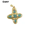 Wt-P2036 Turquesa Natural y Perla de Agua Dulce Incrustados Hot Exportación Mayorista Accesorios Semi-Terminados Colgante