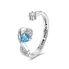 Anillo de mujer con forma de corazón y piedra de nacimiento transfronterizo Europa y Estados Unidos moda tendencia de commuter personalidad anillo de dedo de apertura de pareja