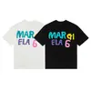 Serie de camisetas casuales de algodón puro de manga corta, unisex, de marca moderna, con tres etiquetas completas, patrón digital transfronterizo Margiela, cuello redondo