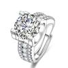 Anel de cabeça de vaca com quatro garras de 5 quilates Big Naked Stone III Love Moissanite Anel de casamento de luxo Anel de diamante