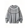 Invierno 2026 Estilo Nuevo Suéter de Punto Jacquard con Cuello Redondo para Hombre Talla Grande Moda Casual Capa Base