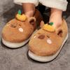 Tiktok mismo estilo invierno caqui Barra capibara pantuflas de algodón niñas cálidas felpa zapatos para casa zapatos de pareja venta al por mayor