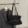 Hebilla de Cinturón Texturizada Retro 2026 Nueva Bolso Tote Casual de Gamuza Simple para Hombro Cruzado de Axila para Mujer