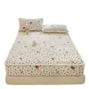Sábana bajera de terciopelo de leche Protector de colchón Acolchado Estampado Cubre cama Otoño/Invierno Engrosado Cálido Agradable al tacto Suave Lavable