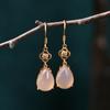 Blogger de Xiaohong recomienda pendientes vintage estilo Palacio oro antiguo chapado incrustaciones calcedonia natural gota de agua pendientes pendientes pendientes