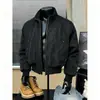 Chamarra tipo bomber de estilo americano para hombre, silueta moderna de verano 2026, ropa de trabajo, cuello de béisbol, chaqueta corta de piel sintética