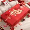 Mantel para mesa de centro de boda, mantel rojo para mesa de comedor de sala de estar, tela decorativa festiva para compromiso y recién casados, mantel de Año Nuevo que realza el ambiente