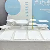 Birthday Decoration Dessert Table Display Stand Ornaments European Cold Meal Tea Break Table Plastic Cake Snack Tray Shelf