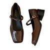 Sapatos Femininos de Salto Único Estilo Retrô 2025 Novos Sapatos Mary Jane Franceses com Salto Grosso para Primavera e Outono, Sapatos de Salto Alto Baixos de Hong Kong