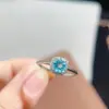 Anillo de apatita natural alta calidad alta calidad apatita piedra principal tamaño: Plata de ley 925 chapada en oro blanco de 5*5 mm