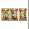 Pegatina de pared con marco de fotos 3D de simulación de flores y plantas verdes, para dormitorio, sala de estar, TV, fondo, autoadhesiva