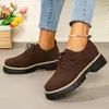 Sapatos Casuais Simples Plus Size Transfronteiriços Femininos Novo Outono/Inverno 2026 Cadarço Solado Grosso Mocassins Casuais Femininos Atacado