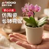 Maceta larga de cerámica de imitación maceta pequeña para escritorio suculentas, plantas de jade, flores, cactus, maceta de plástico engrosado para prevenir la pudrición de raíces