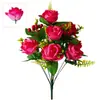 Flores Artificiales al por Mayor del Fabricante, Flores Falsas para Decoración del Hogar, Decoraciones Festivas, Accesorios de Fotografía, Rosas Hada Melocotón Brillantes de 12 Cabezas