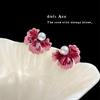 Brincos de Gota de Óleo Degradê Feitos à Mão Estilo Francês Feminino Super Fada Doces Florais Brincos de Personalidade Temperamento Brincos Sensação Avançada