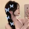 Pinza para el pelo de mariposa tridimensional de malla colorida para mujer, pinza para flequillo súper de hada, pinza para coleta lateral, accesorio para el pelo lateral