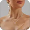 Amazon Moda Collar de Perlas Individuales y Múltiples Más Vendido para Mujer Cadena Sencilla de Doble Capa para Clavícula Juego de Joyería