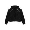 Sudadera gris de peso pesado con hombreras, silueta corta, para hombre, temporada de primavera, chaqueta con capucha tridimensional deconstruida, abrigo cárdigan de alta gama