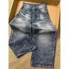 Jeans de Pierna Ancha Curva Retro Americano Lavado High Street para Mujer Otoño Junta de Bambú Sueltos Adelgazantes Versátiles Pantalones de Pierna Ancha de Longitud Completa