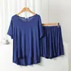 Traje de modal de manga corta para mujer, verano, nuevo, suelto, adelgazante, casual, talla grande, cómodo, conjunto de dos piezas para casa