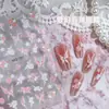 Adesivos de Unha Flor de Magnólia Branca Pintada à Mão e Borboleta, Pétalas Brancas Puras Tridimensionais em Relevo, Adesivos de Unha Vestíveis com Flores Pequenas