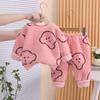 Conjunto de Pijama de Invierno Cálido para Bebé Niño y Niña Nuevo Dibujos Animados para Bebé Pulóver de Terciopelo Coral Ropa de Casa Conjunto de Dos Piezas