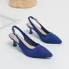Sandálias das mulheres (Altura do salto 6cm) Verão Tricô Moda Bico Fino Tira no Tornozelo Salto Alto Confortável Bico Fino Salto Agulha