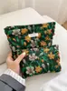 Bolsa de Cosméticos Floral Vintage Estilo Hepburn Gran Capacidad Bolsa de Almacenamiento para Cuidado de la Piel Bolso de Mano Portátil Bolsa Interior de Viaje