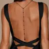 Joyería Transfronteriza Europea y Americana Estilo Gótico de Halloween Cristal Rojo Oscuro Cadena de Espalda Cadena Corporal Larga con Borla Personalizada para Mujeres
