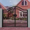 Puerta de Patio de Hierro Forjado Estilo Europeo Puerta de Jardín Villa de Campo Pasillo Exterior Doble Puerta Batiente Entrada Simple/Doble Pasillo de Acceso Puerta de Hierro