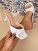 Pantuflas de Tacón Alto de Talla Grande para Mujer de Comercio Exterior Verano Nuevo Estampado de Serpiente Tacón de Aguja Punta Cuadrada Calzado de Exterior Sandalias de Moda de Talla Grande