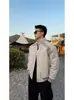 Jaqueta de Algodão Patchwork Desconstruída Transfronteiriça com Gola Alta Roupas de Algodão Estilo Baseball Jaqueta de Marca Tendência Nova de Inverno para Homens Casaco Quente