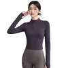 Top de yoga para mujer con media cremallera, cuello alto y manga larga, transpirable, adecuado para correr, fitness, entrenamiento al aire libre y yoga; al por mayor