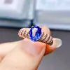 Anillo de Zafiro Natural Popular al por Mayor de Fábrica Plata S925 Incrustado con Piedra Principal 6*8 Joyería de Lujo Venta Directa de Fábrica