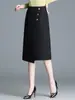 Saia Evasê Feminina Primavera Fenda Elegante Saia de Terno Primavera e Outono 2024 Outono e Inverno Comprimento Médio Novo Estilo da Moda