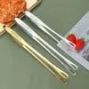 Pinça de churrasco antiderrapante espessa de aço inoxidável, pinça de grelhar de uso doméstico estilo coreano com comprimento estendido, espessa para uso em buffet