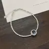 Nuevo Pulsera de Bambú Estilo Chino para Mujer, Nuevo Lujo Ligero, Exquisito Nicho de Gama Alta Pulsera de Plata Rota y Aguamarina