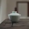 Academia Song Qing [Forno Hongtian) Tigela Coberta Celadon Jingdezhen Yingqing Tigela Coberta Sancai Tigela de Chá Conjunto de Três Peças
