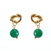 Aretes Mini de Lazo de Lujo, Pendientes Colgantes de Acero Inoxidable 18K con Piedra Natural, Modernos y Compactos, Joyería Versátil