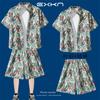 Traje de Camisa de Playa de Manga Corta de Verano para Hombre Vacaciones de Viaje en Sanya Ropa de Tallas Grandes Ropa de Viaje a la Orilla del Mar Ropa de Verano