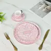 Serie Rosa Barroca Fanjia Juego de Vajilla de Cuatro Piezas Plato para Cena Occidental Taza de Café y Platillo Plato para Filete Casero Plato Plano