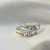 Anillo de Cachorro Lindo y Juguetón para Mujer, Líneas Geométricas, Simple y Versátil, Anillo Abierto Apilable, Anillo de Dedo Índice Trendy Estilo Ins