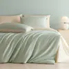 Juego de Cuatro Piezas de Satén 100% Algodón de Fibra Larga Clase A Lujo Ligero Color Sólido Bicolor Estilo Hotel Sábana Funda Nórdica Ropa de Cama 4