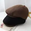 Boina de linho vintage para homens e mulheres, com cores contrastantes, aba curta respirável, estilo britânico, ajustável, boné de artista emagrecedor