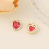 Acessórios de joias semiacabados no atacado material metal cravejado zircônia Pingente de coração pingente para colar pulseira brincos diy
