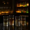 Copo de Whisky de Fundo Grosso Vidro de Alta Qualidade Cristal Doméstico Comercial Luxo Leve Flor Gravada Copo de Cerveja Copo de Vidro para Bebidas Alcoólicas